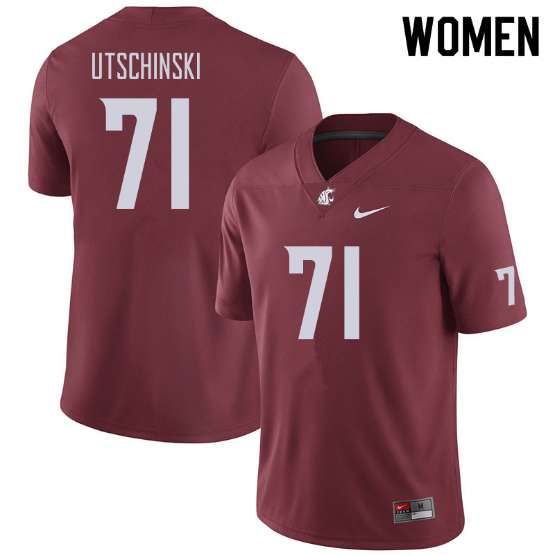 Women #71 Patrick Utschinski Washington State Cougars Football Jerseys Sale-Crimson